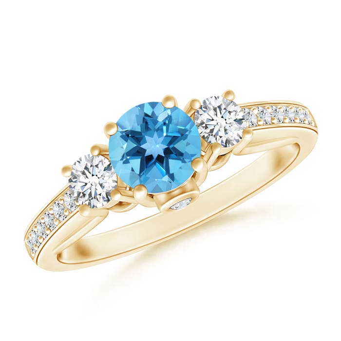 AA - Swiss Blue Topaz / 0.91 CT / 14 KT Yellow Gold