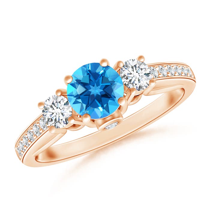 AAAA - Swiss Blue Topaz / 0.91 CT / 14 KT Rose Gold