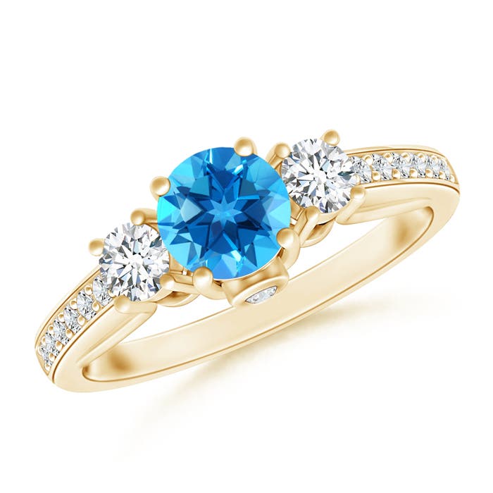 AAAA - Swiss Blue Topaz / 0.91 CT / 14 KT Yellow Gold