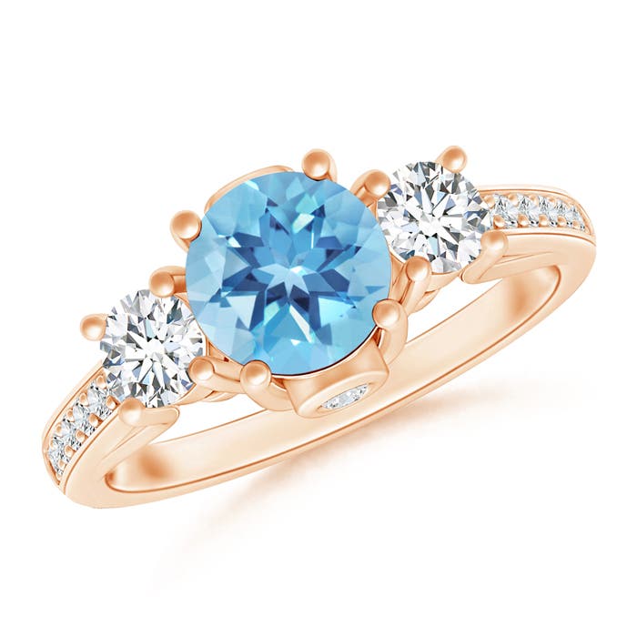 A - Swiss Blue Topaz / 1.39 CT / 14 KT Rose Gold