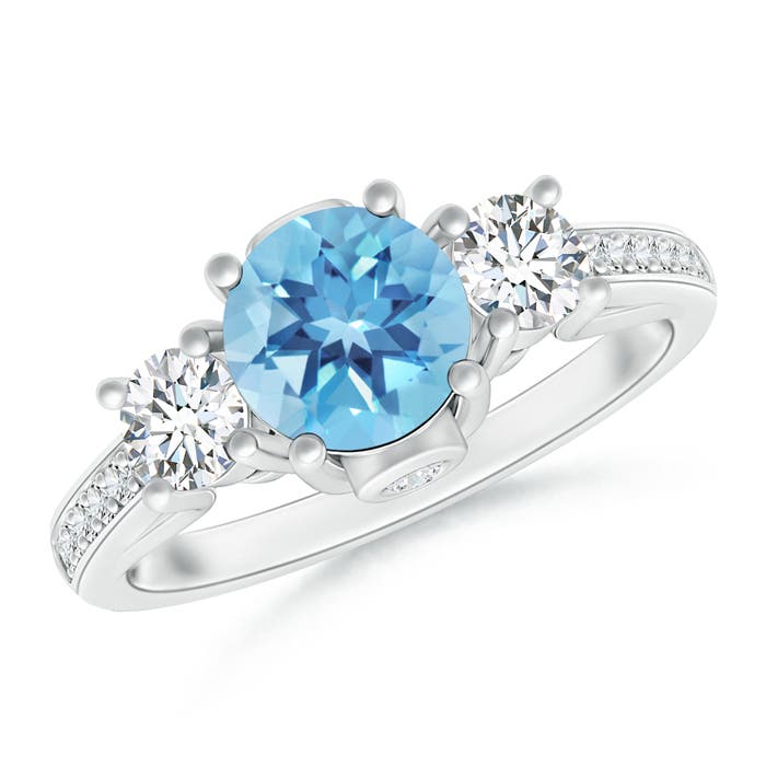 A - Swiss Blue Topaz / 1.39 CT / 14 KT White Gold