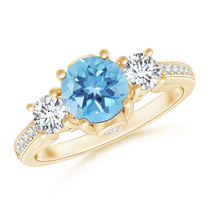 A - Swiss Blue Topaz / 1.39 CT / 14 KT Yellow Gold