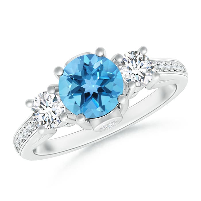 AA - Swiss Blue Topaz / 1.39 CT / 14 KT White Gold