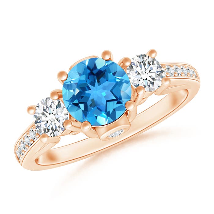 AAA - Swiss Blue Topaz / 1.39 CT / 14 KT Rose Gold