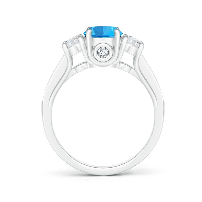 6mm AAA Classic Prong Set Swiss Blue Topaz and Diamond Three Stone Ring in White Gold product image