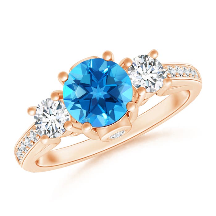 AAAA - Swiss Blue Topaz / 1.39 CT / 14 KT Rose Gold