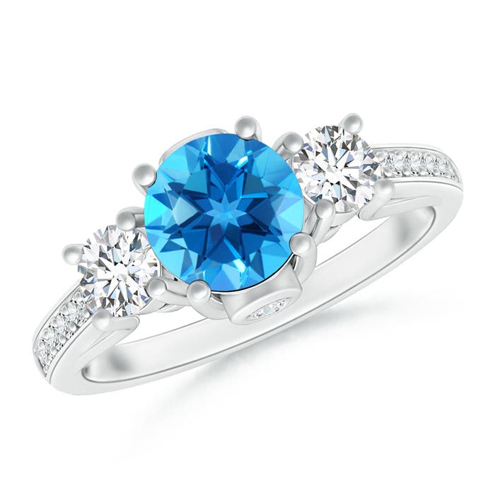 AAAA - Swiss Blue Topaz / 1.39 CT / 14 KT White Gold