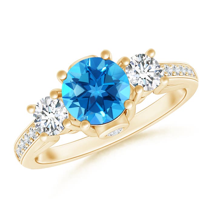 AAAA - Swiss Blue Topaz / 1.39 CT / 14 KT Yellow Gold