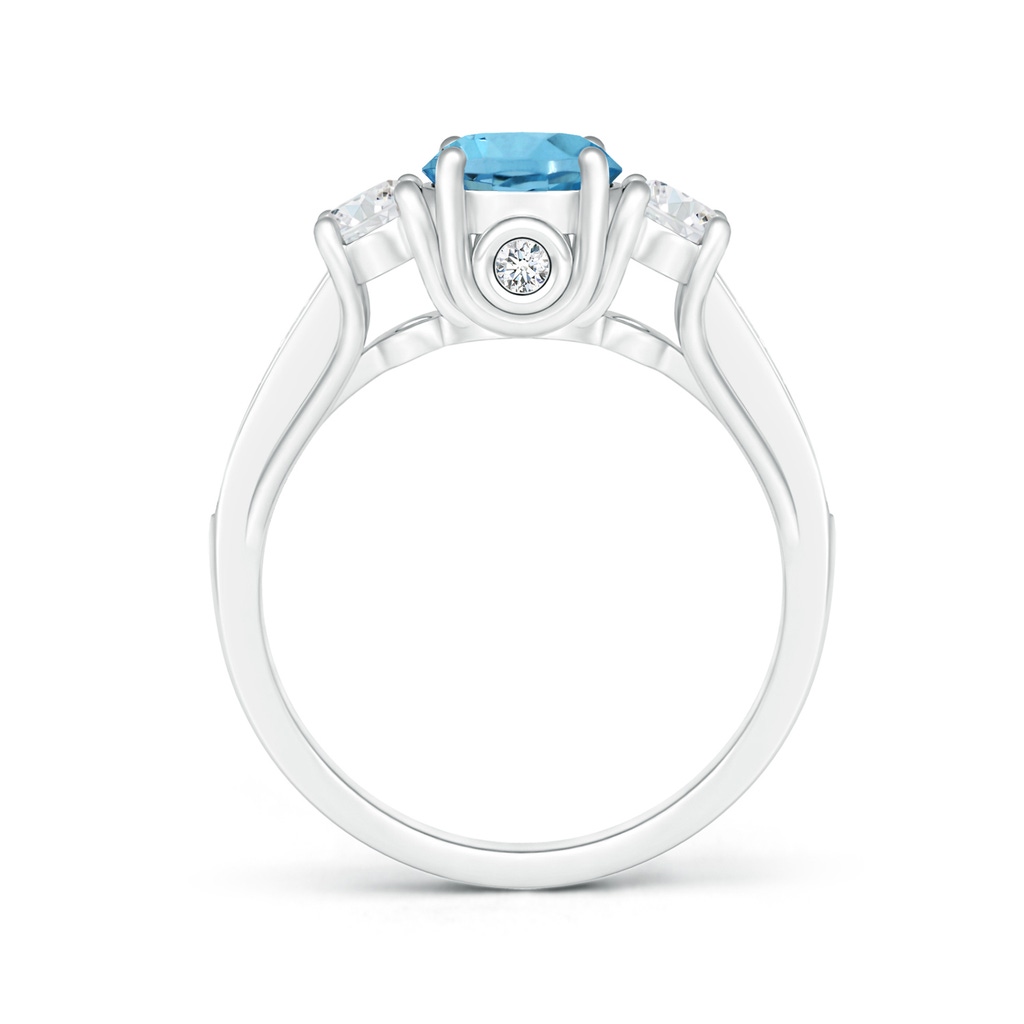 7.57x7.51x5.11mm AAAA GIA Certified Round Swiss Blue Topaz Trilogy Ring with Diamonds in White Gold Side 199