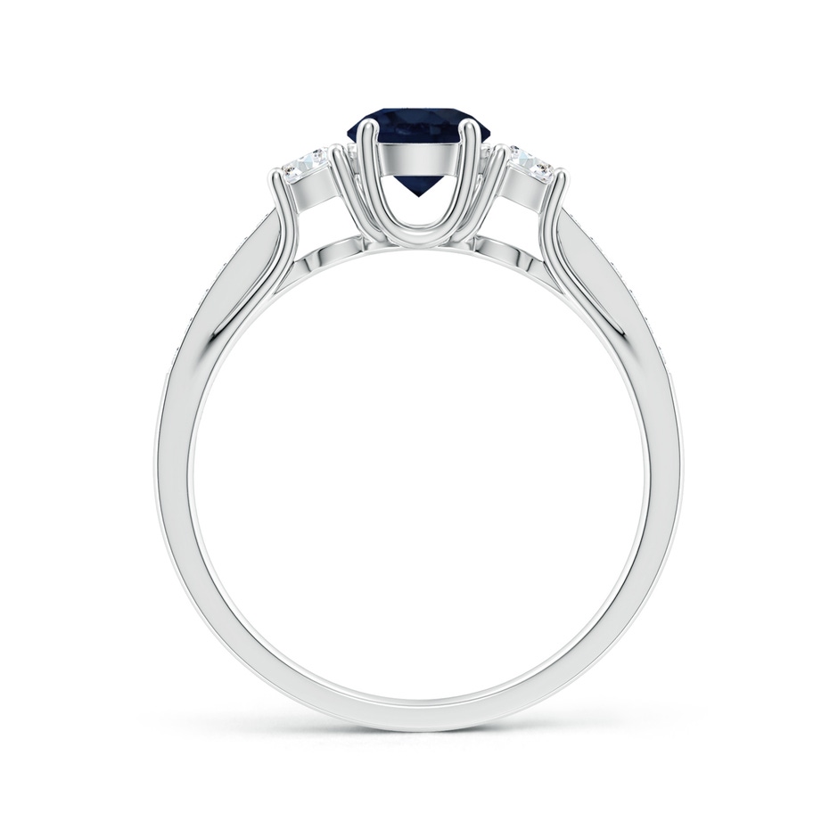 5mm A Classic Prong Set Round Blue Sapphire and Diamond Three Stone Engagement Ring in White Gold side 199