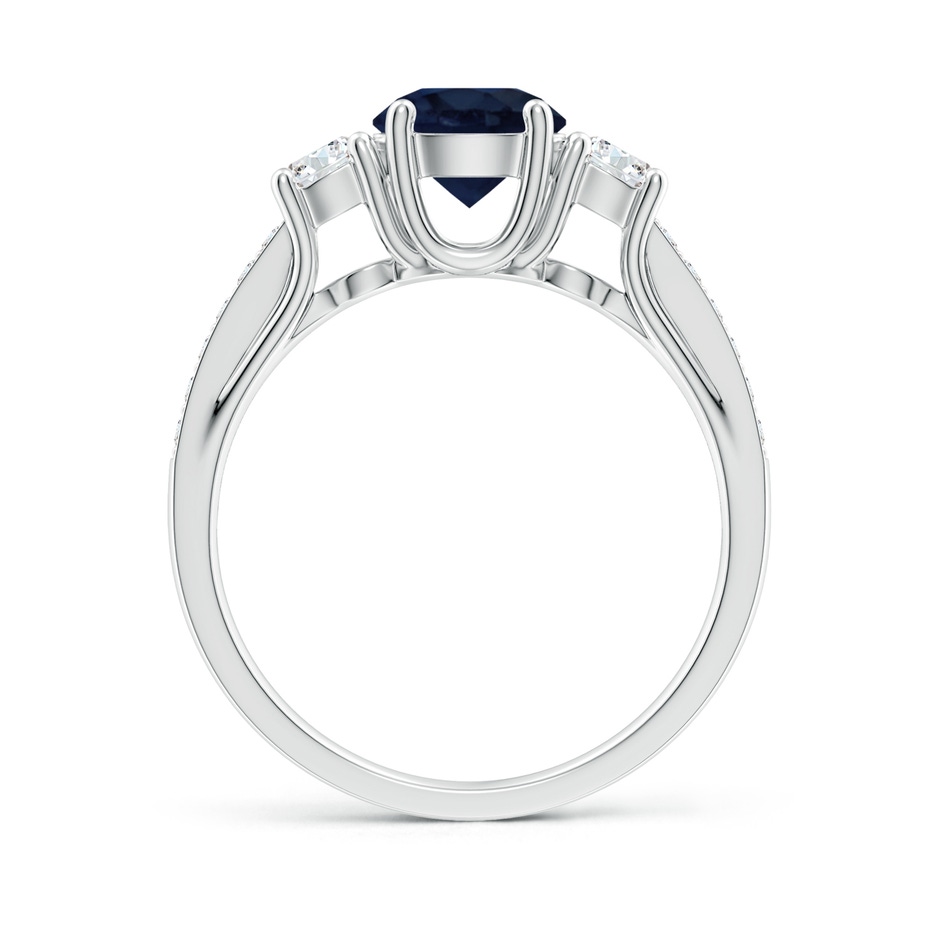 6mm A Classic Prong Set Round Blue Sapphire and Diamond Three Stone Engagement Ring in White Gold side 199