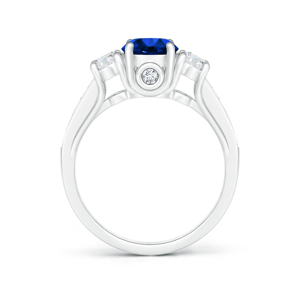 7.86-7.95x5.54mm AAA GIA Certified Classic Sapphire and Diamond Three Stone Ring in 18K White Gold Side 1