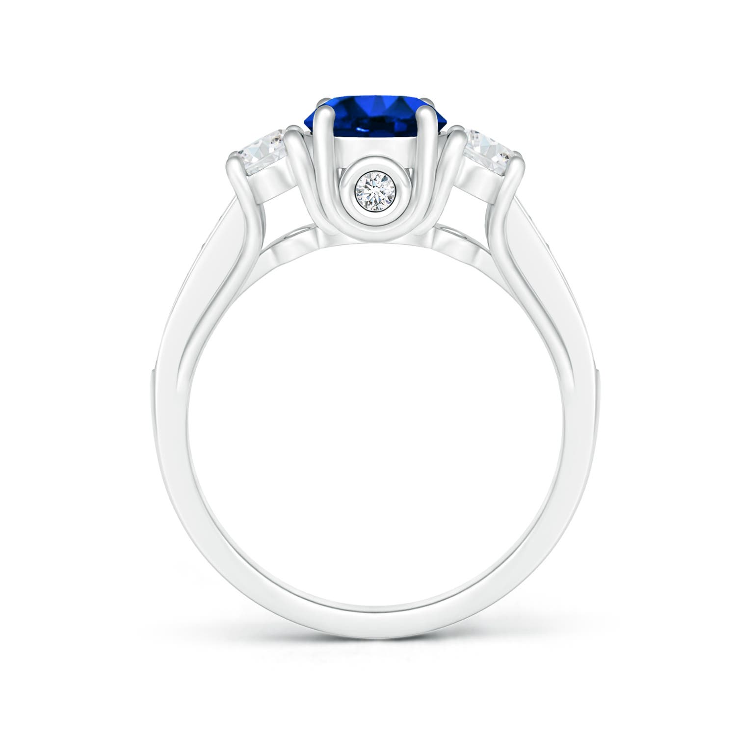 7.86-7.95x5.54mm AAA GIA Certified Classic Sapphire and Diamond Three Stone Ring in White Gold - side 2