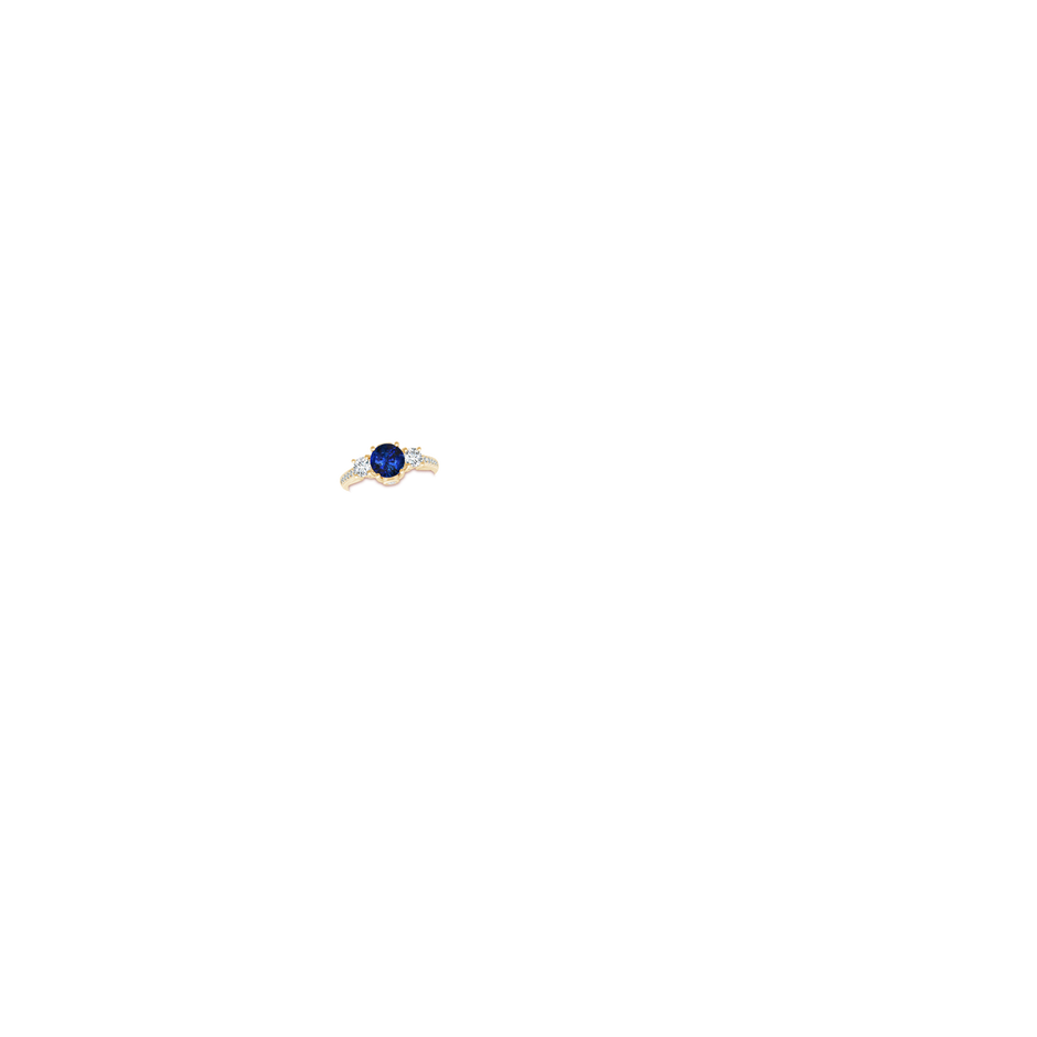 7.86-7.95x5.54mm AAA GIA Certified Classic Sapphire and Diamond Three Stone Ring in Yellow Gold hand