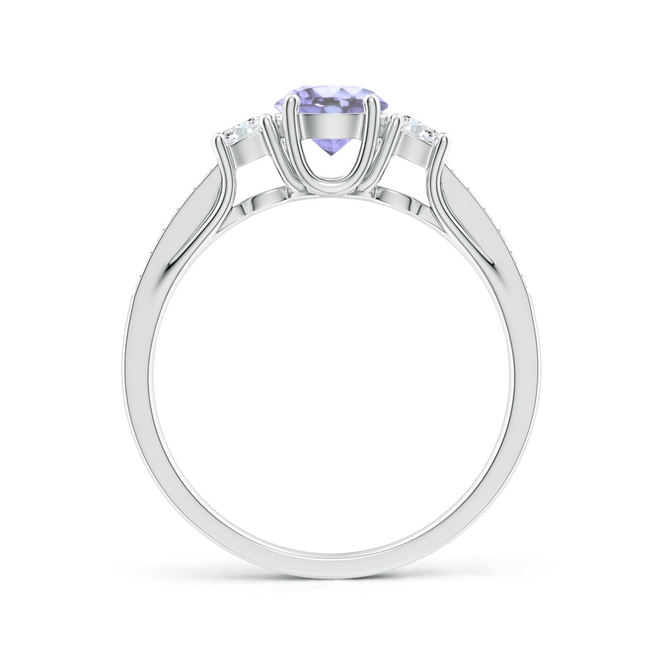 5mm A Classic Prong Set Round Tanzanite and Diamond Three Stone Ring in White Gold side 199