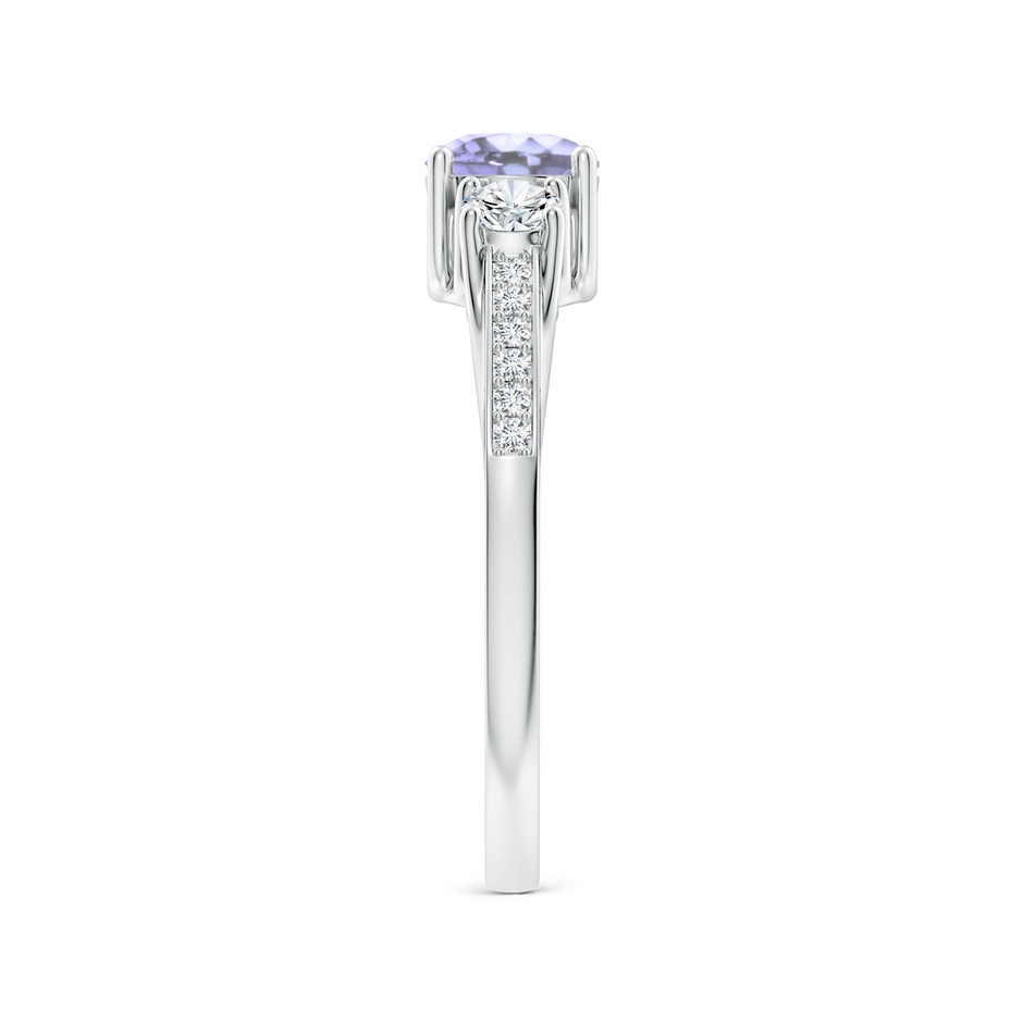 5mm A Classic Prong Set Round Tanzanite and Diamond Three Stone Ring in White Gold side 299