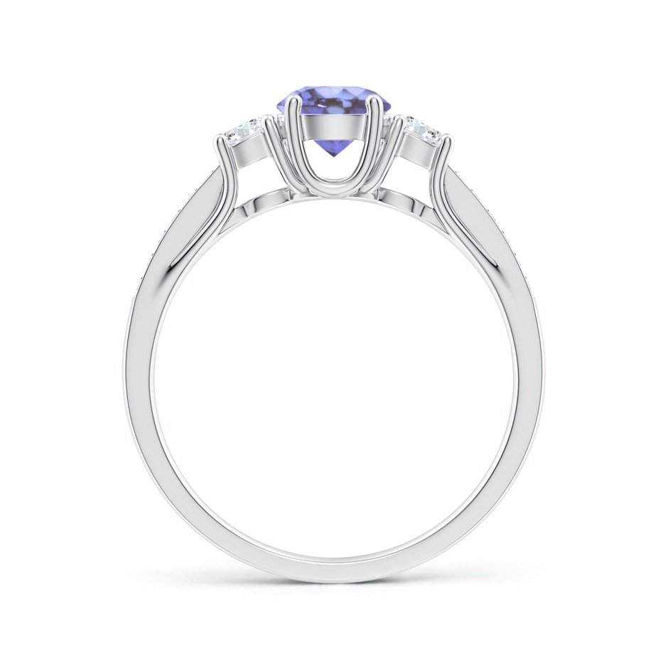 5mm AA Classic Prong Set Round Tanzanite and Diamond Three Stone Ring in White Gold side 199