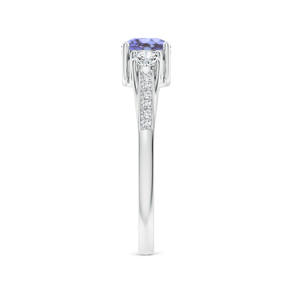 5mm AA Classic Prong Set Round Tanzanite and Diamond Three Stone Ring in White Gold side 299