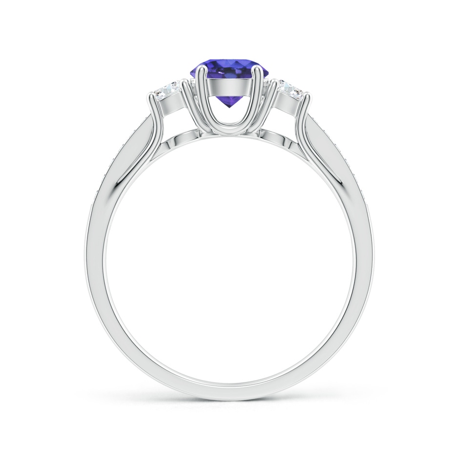 5mm AAA Classic Prong Set Round Tanzanite and Diamond Three Stone Ring in P950 Platinum side 199