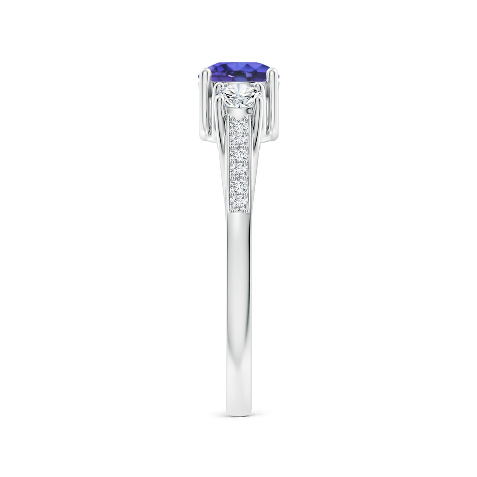 5mm AAA Classic Prong Set Round Tanzanite and Diamond Three Stone Ring in P950 Platinum side 299