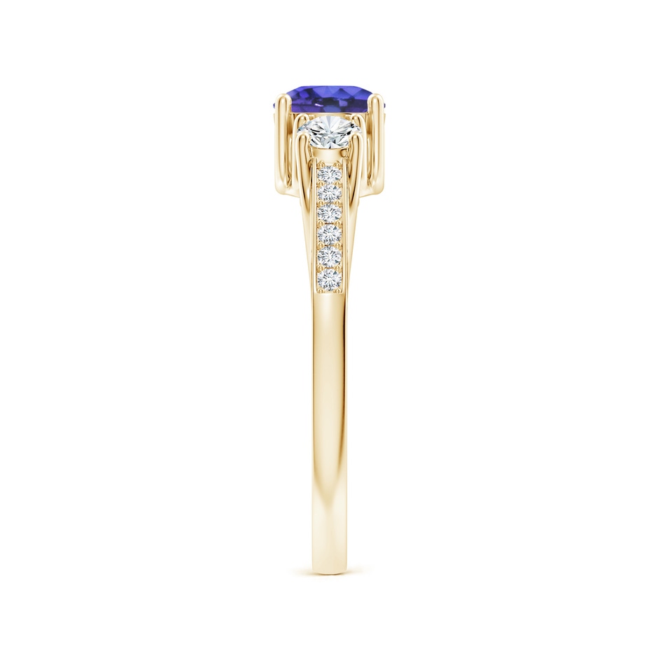 5mm AAA Classic Prong Set Round Tanzanite and Diamond Three Stone Ring in Yellow Gold side 299