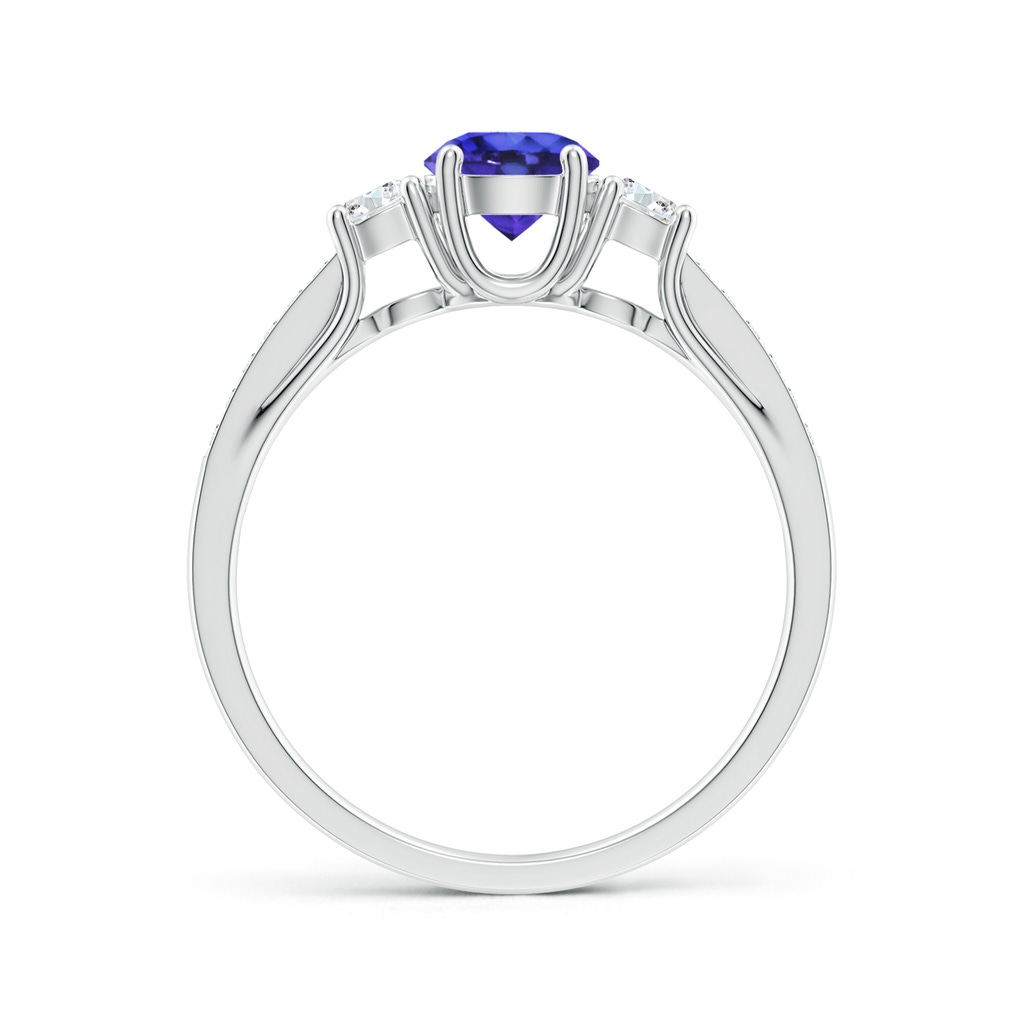 5mm AAAA Classic Prong Set Round Tanzanite and Diamond Three Stone Ring in P950 Platinum - side 199