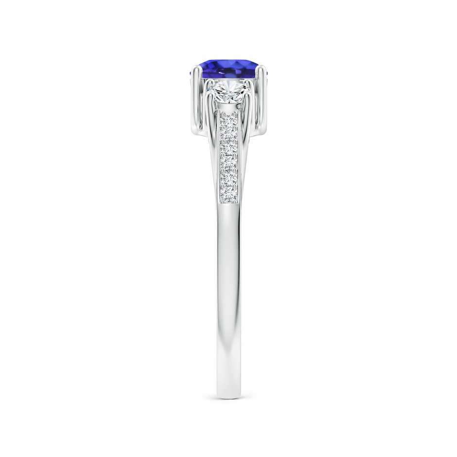 5mm AAAA Classic Prong Set Round Tanzanite and Diamond Three Stone Ring in P950 Platinum side 299