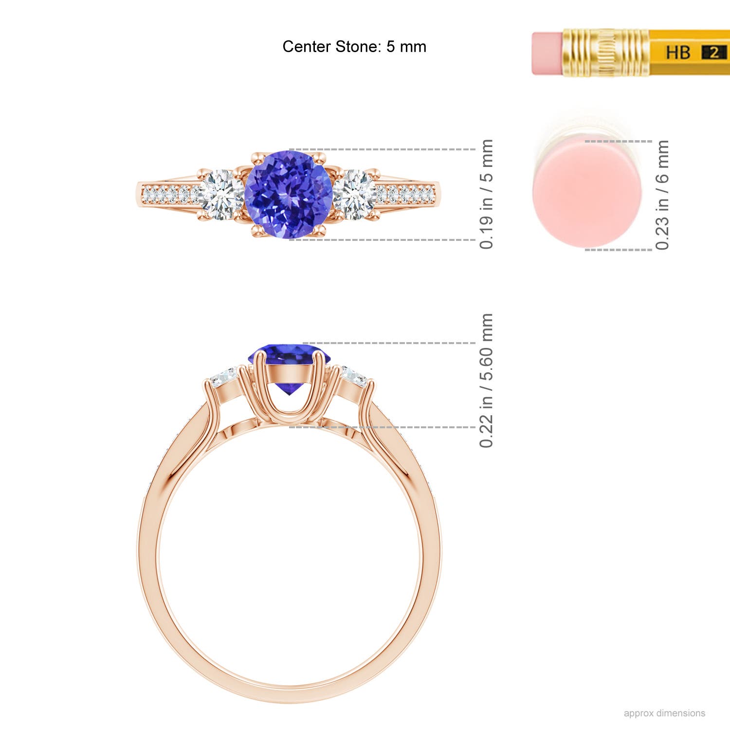 AAAA - Tanzanite / 0.81 CT / 14 KT Rose Gold