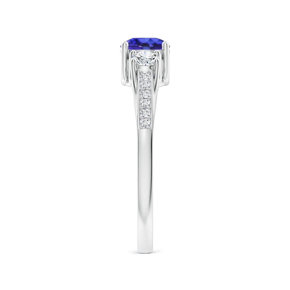 5mm AAAA Classic Prong Set Round Tanzanite and Diamond Three Stone Ring in White Gold side 299