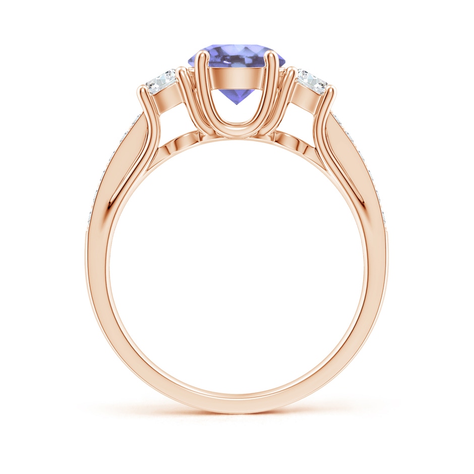 6mm A Classic Prong Set Round Tanzanite and Diamond Three Stone Ring in Rose Gold side 199
