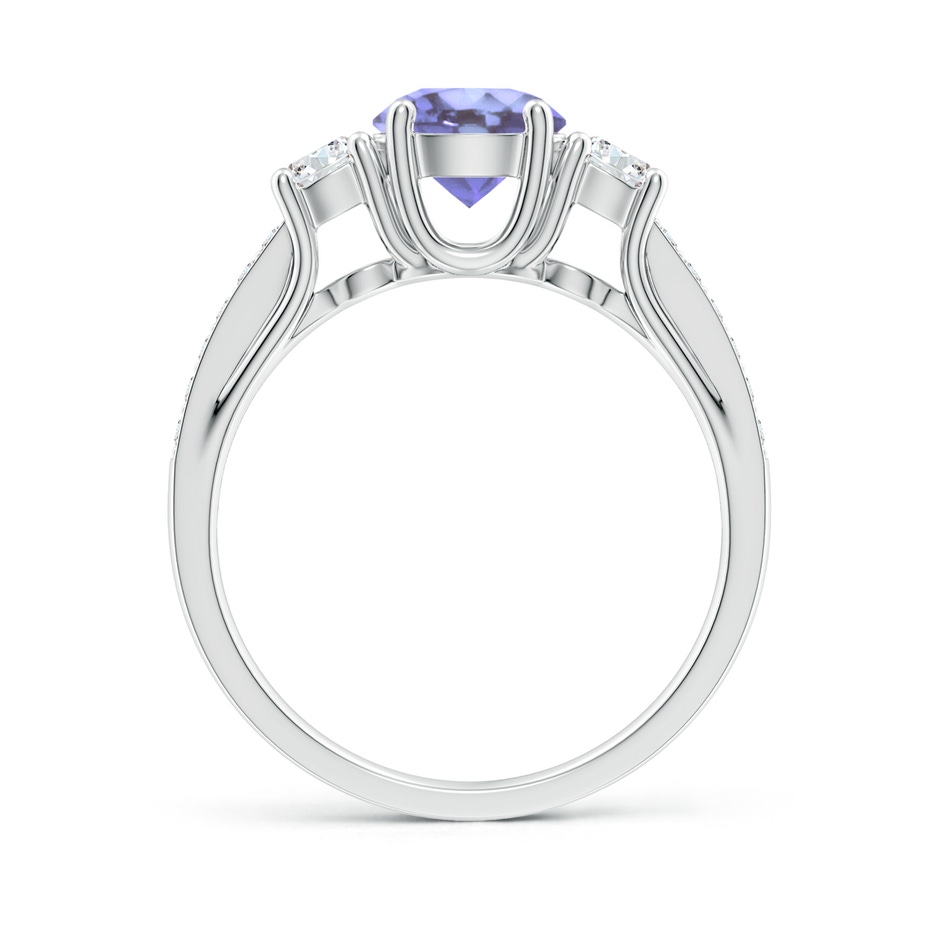 6mm A Classic Prong Set Round Tanzanite and Diamond Three Stone Ring in White Gold side 199