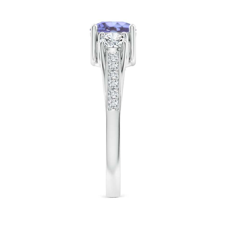 6mm A Classic Prong Set Round Tanzanite and Diamond Three Stone Ring in White Gold side 299