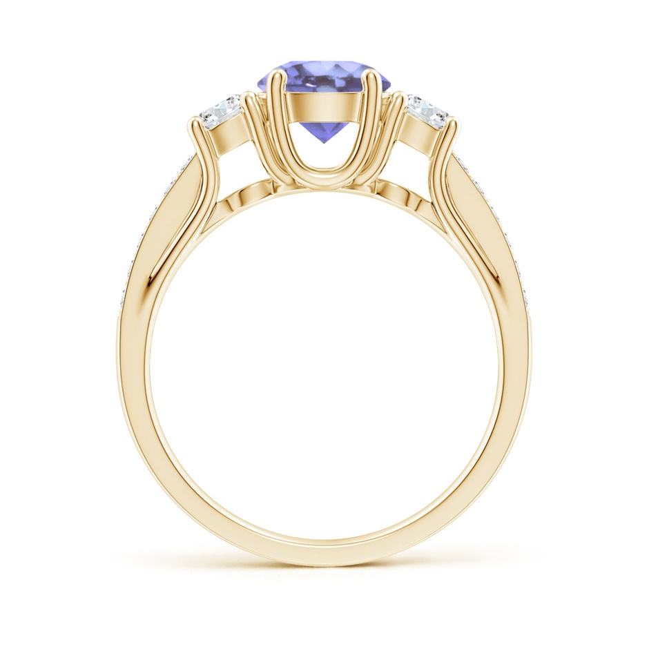 6mm A Classic Prong Set Round Tanzanite and Diamond Three Stone Ring in Yellow Gold side 199