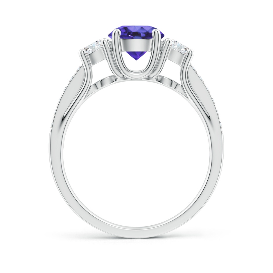 6mm AA Classic Prong Set Round Tanzanite and Diamond Three Stone Ring in P950 Platinum side 199