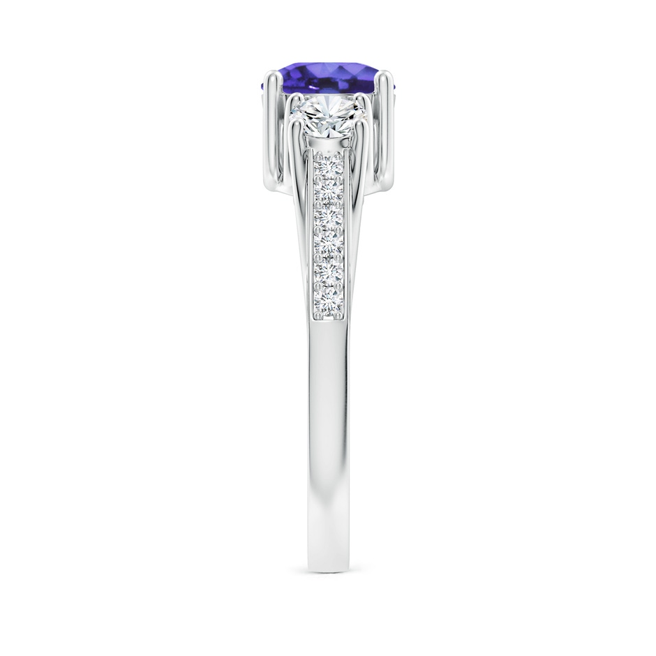 6mm AA Classic Prong Set Round Tanzanite and Diamond Three Stone Ring in White Gold side 299
