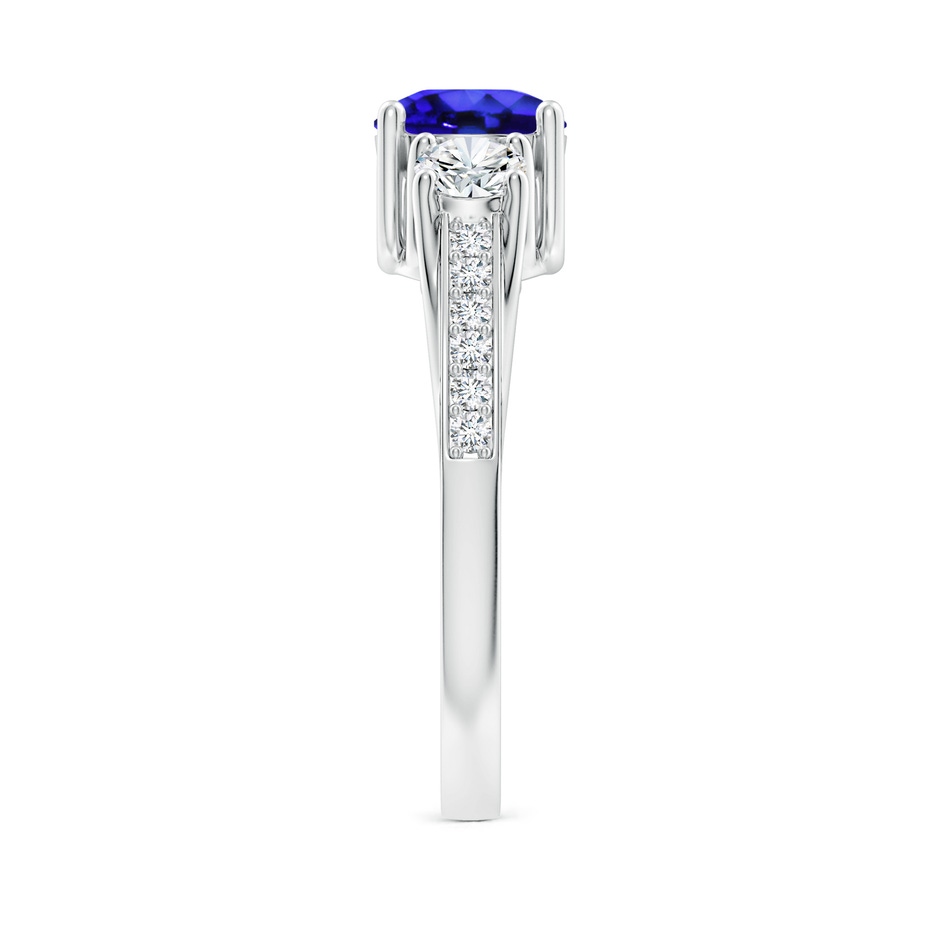 6mm AAA Classic Prong Set Round Tanzanite and Diamond Three Stone Ring in P950 Platinum side 299