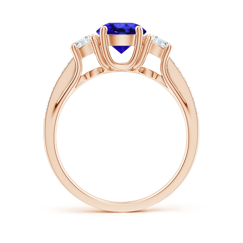 6mm AAA Classic Prong Set Round Tanzanite and Diamond Three Stone Ring in Rose Gold side 199