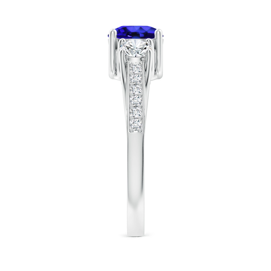 6mm AAA Classic Prong Set Round Tanzanite and Diamond Three Stone Ring in White Gold side 299