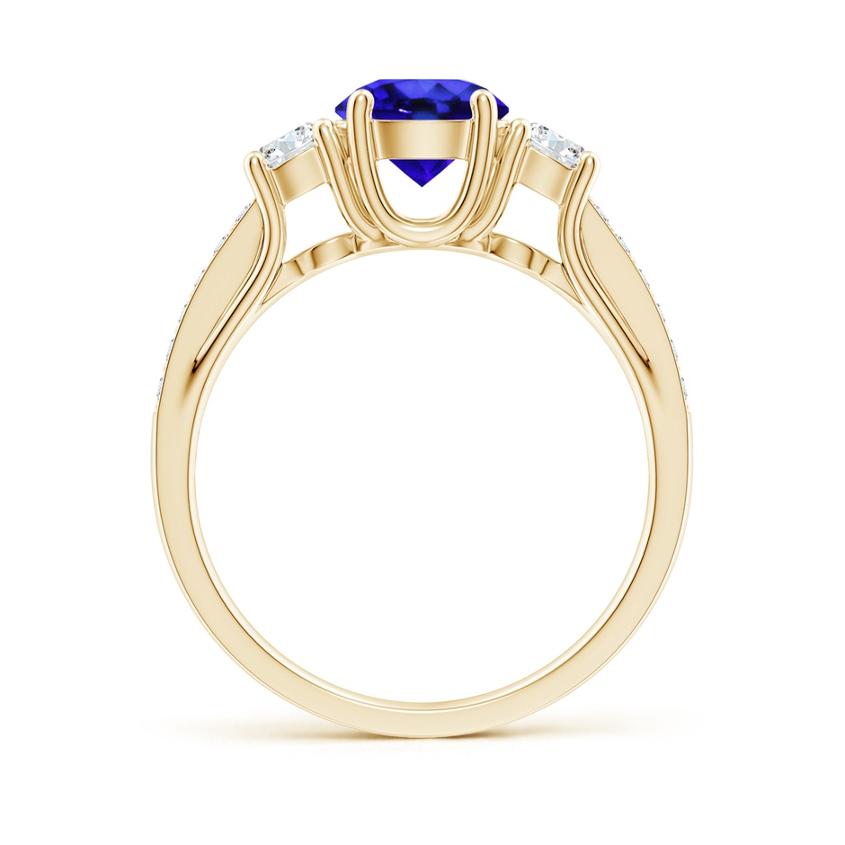 6mm AAA Classic Prong Set Round Tanzanite and Diamond Three Stone Ring in Yellow Gold side 199