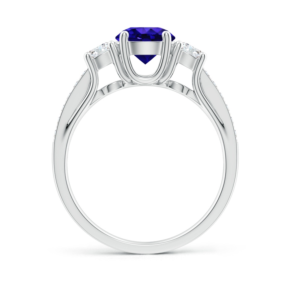 6mm AAAA Classic Prong Set Round Tanzanite and Diamond Three Stone Ring in P950 Platinum side 199