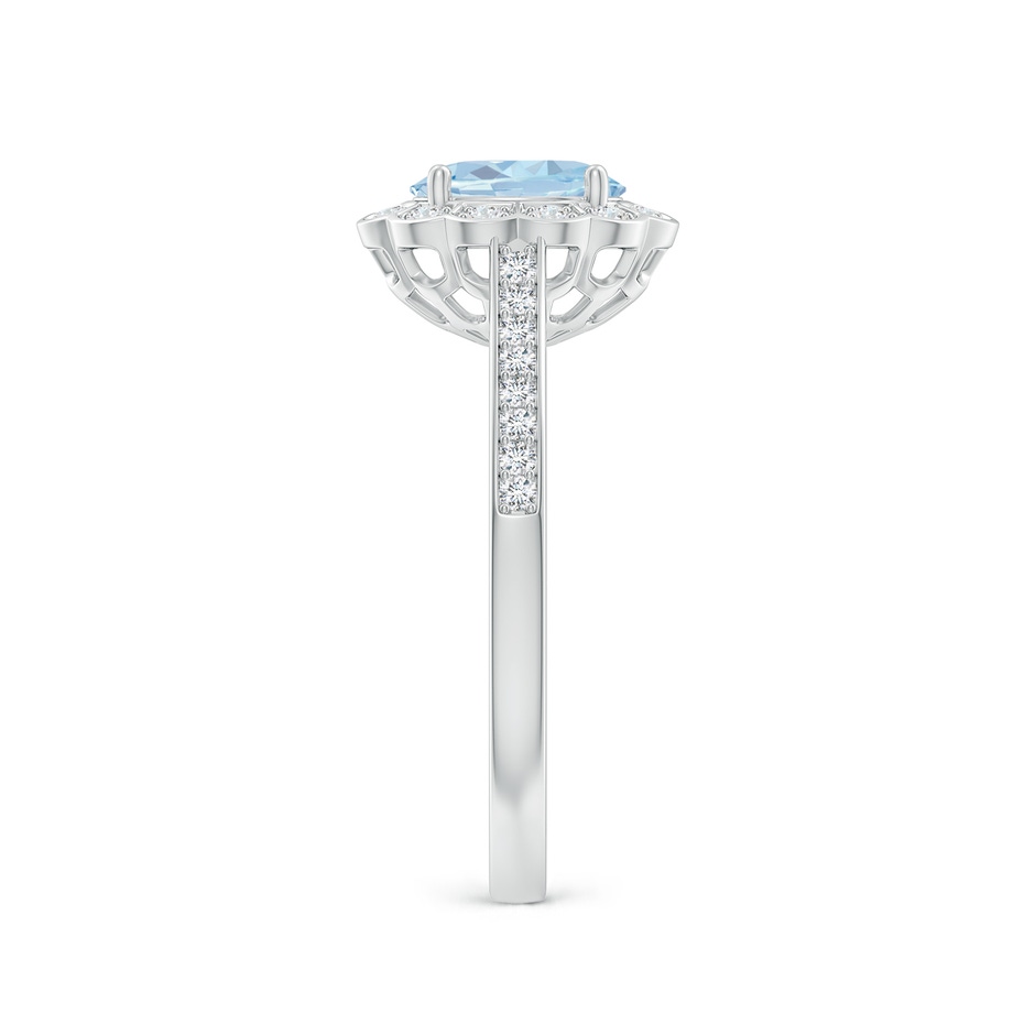 7x5mm A Vintage Style Aquamarine & Diamond Scalloped Halo Ring in White Gold side-2