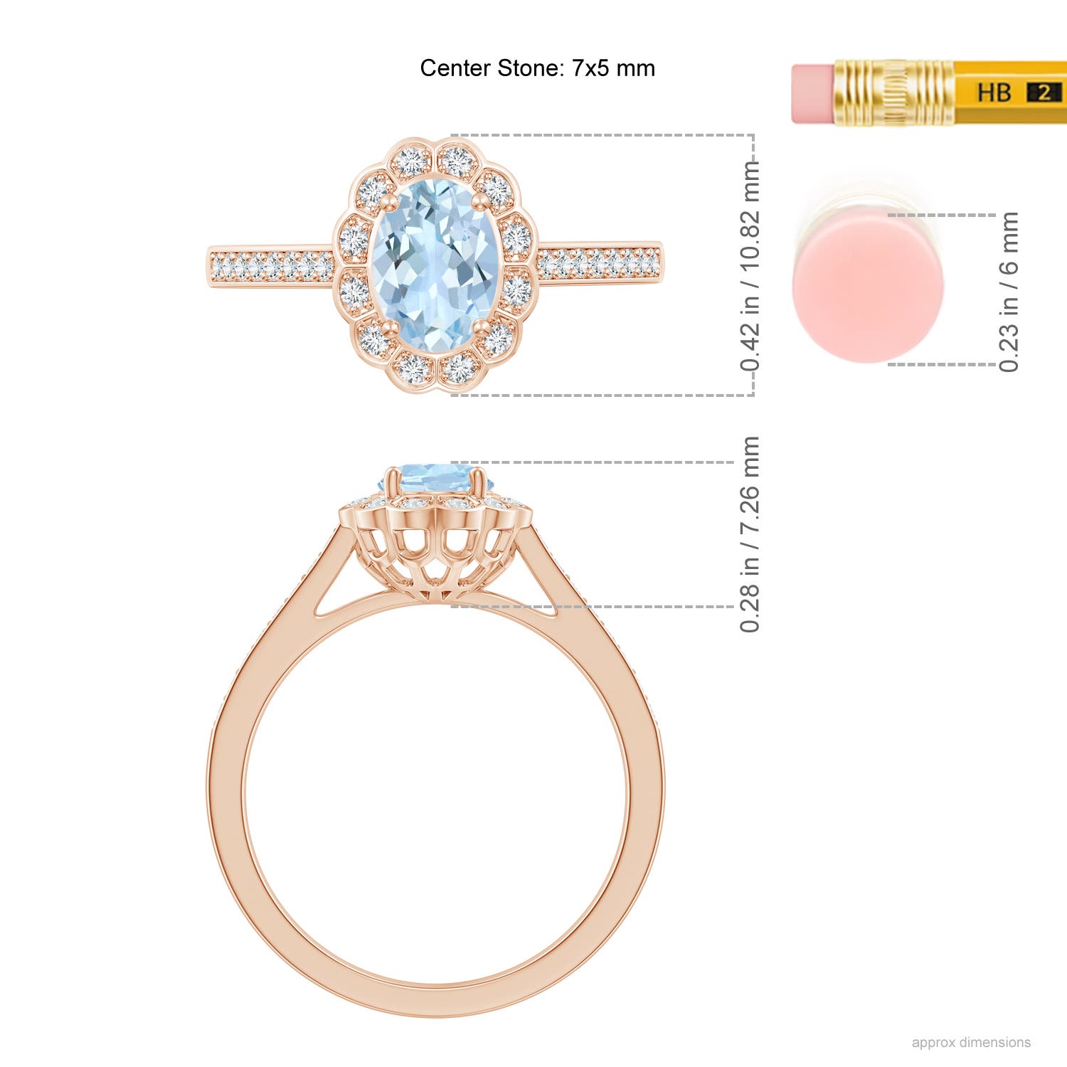 AA - Aquamarine / 0.8 CT / 14 KT Rose Gold