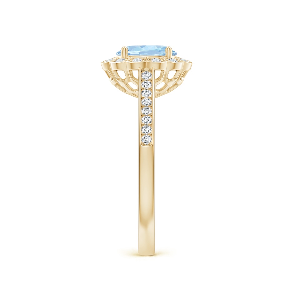 7x5mm AA Vintage Style Aquamarine & Diamond Scalloped Halo Ring in Yellow Gold side-2
