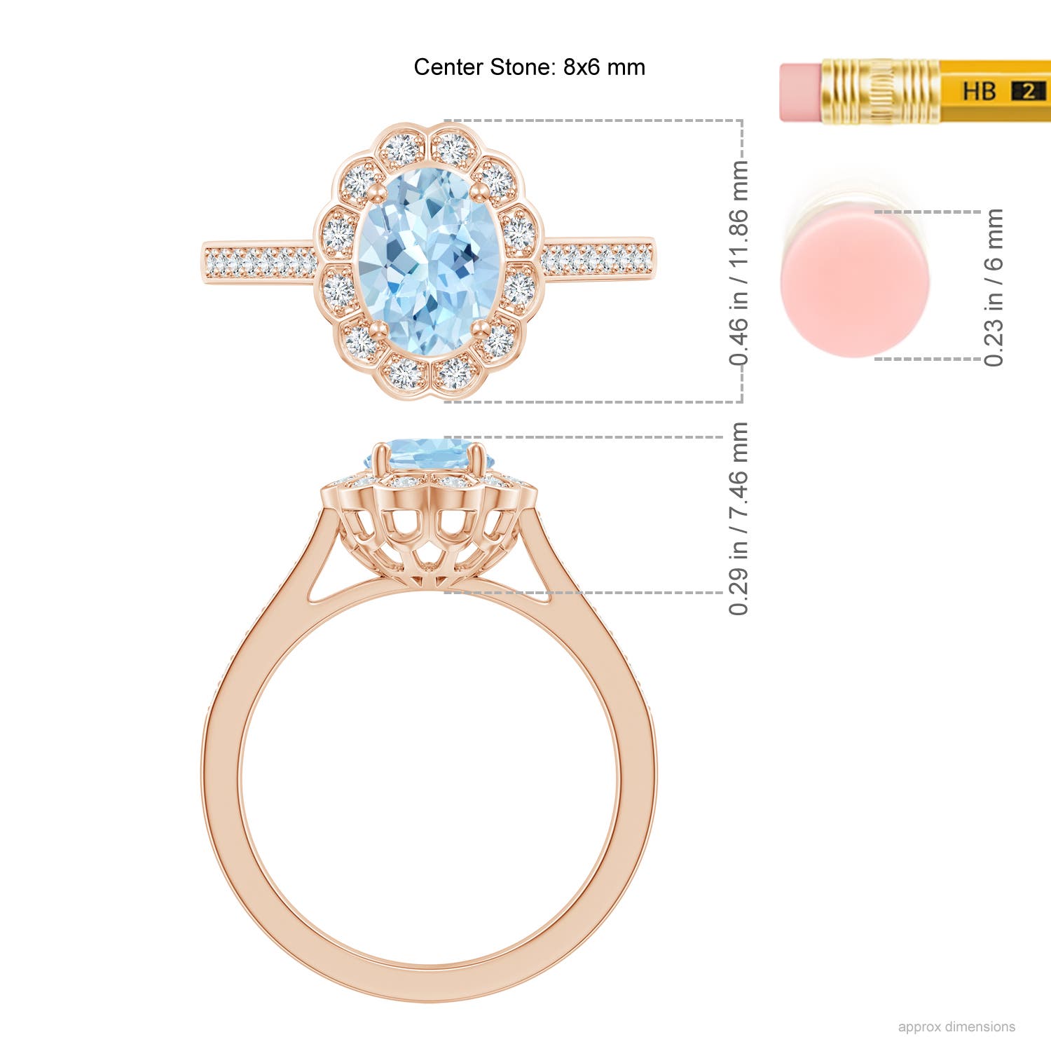 AAA - Aquamarine / 1.22 CT / 14 KT Rose Gold