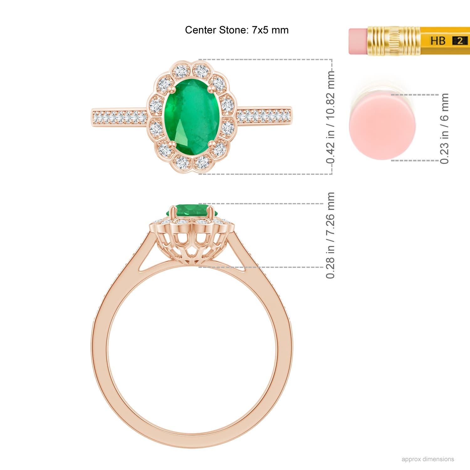 A - Emerald / 0.86 CT / 14 KT Rose Gold