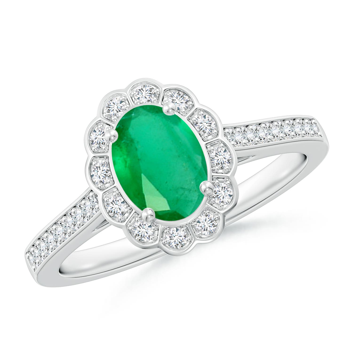 A - Emerald / 0.86 CT / 14 KT White Gold