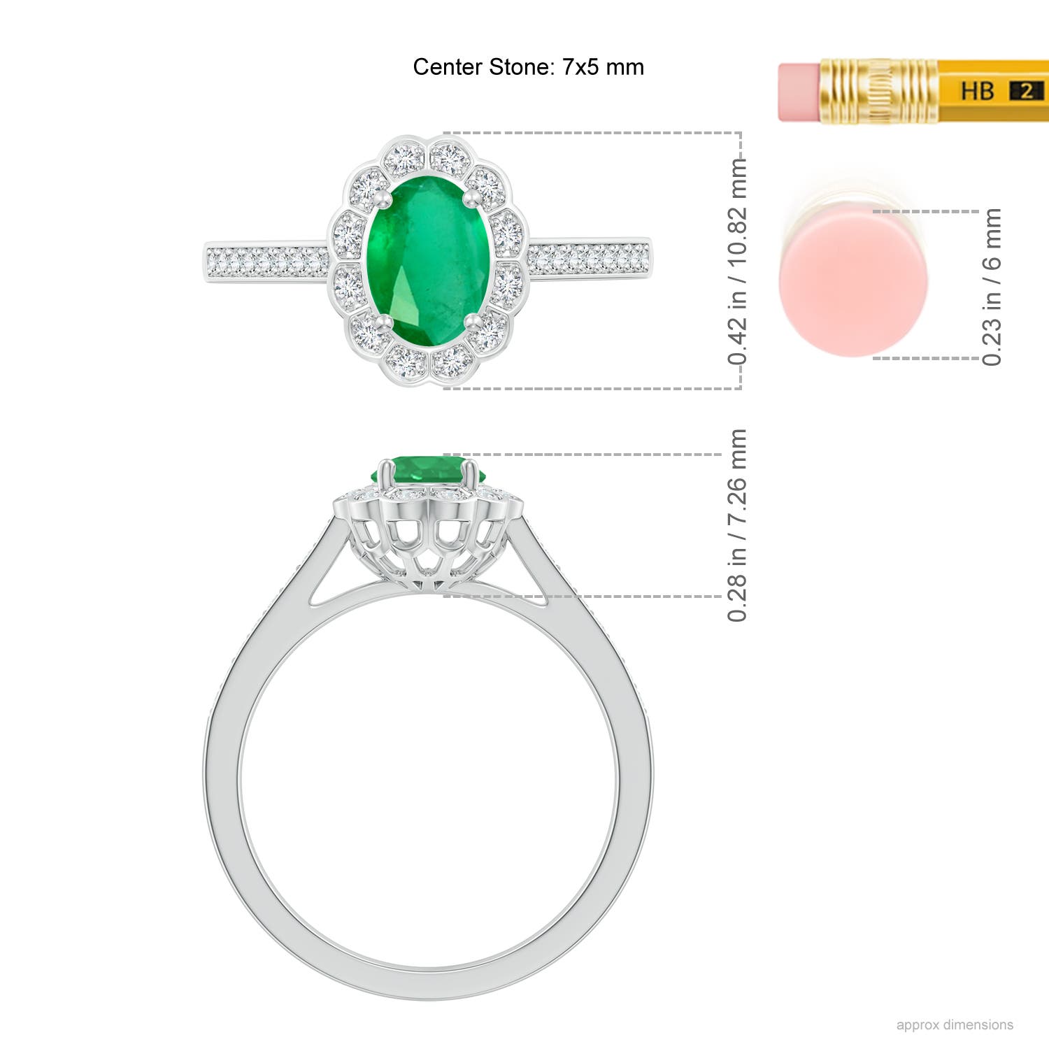 A - Emerald / 0.86 CT / 14 KT White Gold