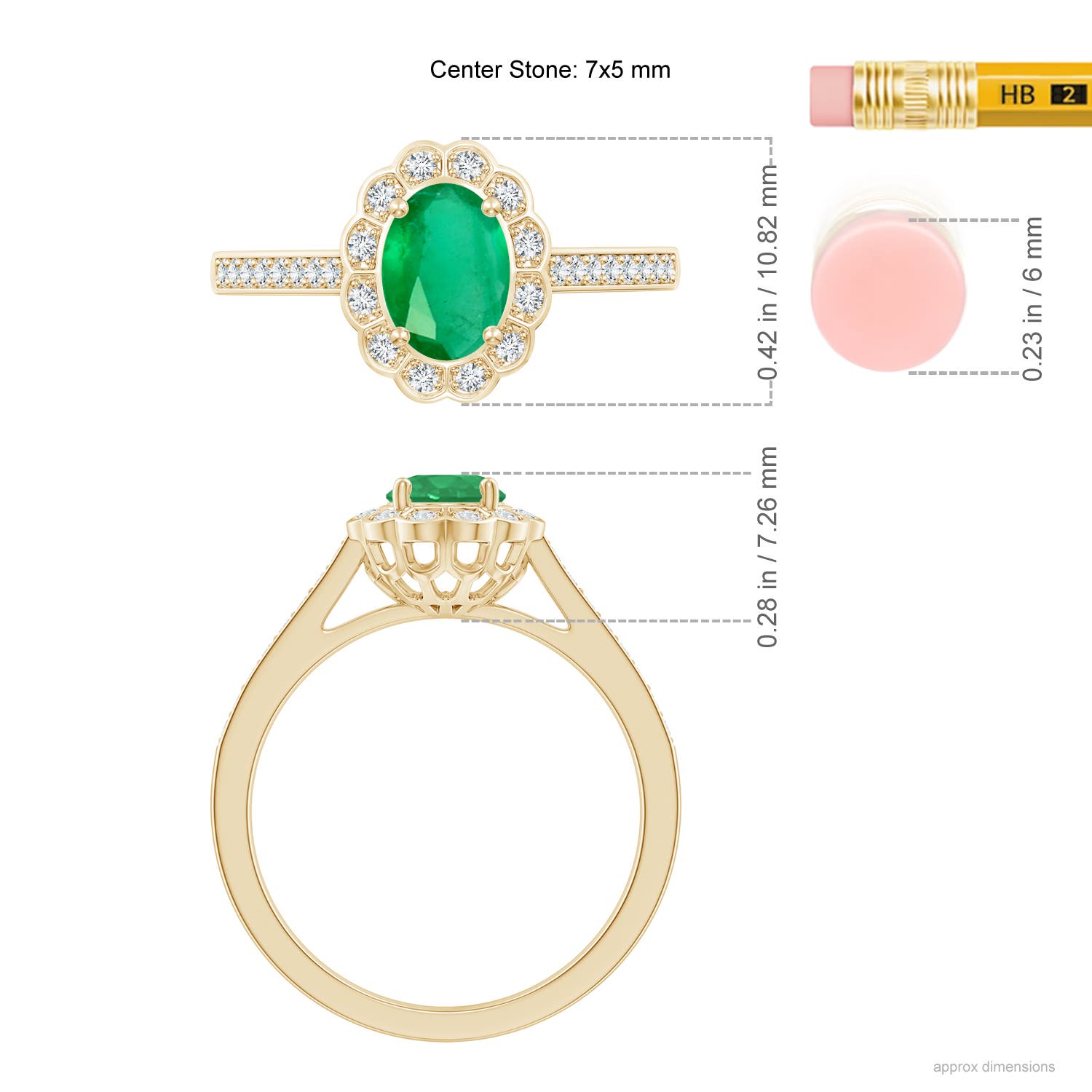 A - Emerald / 0.86 CT / 14 KT Yellow Gold