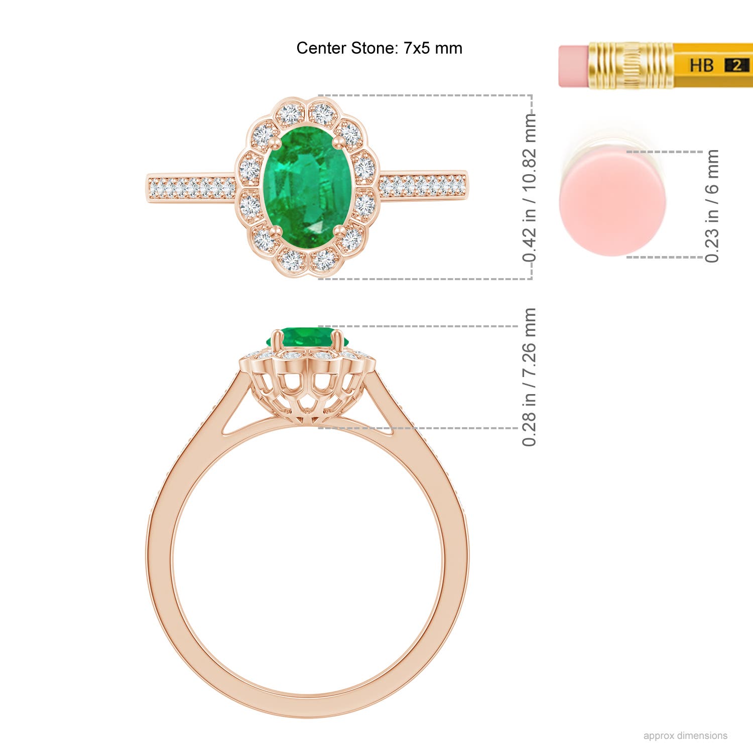 AA - Emerald / 0.86 CT / 14 KT Rose Gold