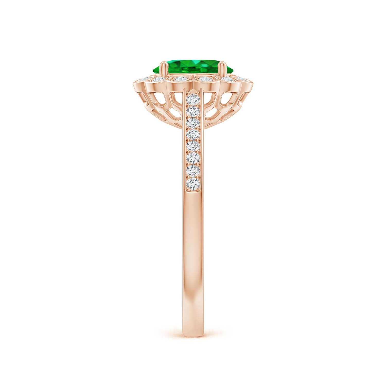 AAAA - Emerald / 0.86 CT / 14 KT Rose Gold